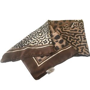 Tie Rack London Brown Animal Print Square Scarf Wrap Large